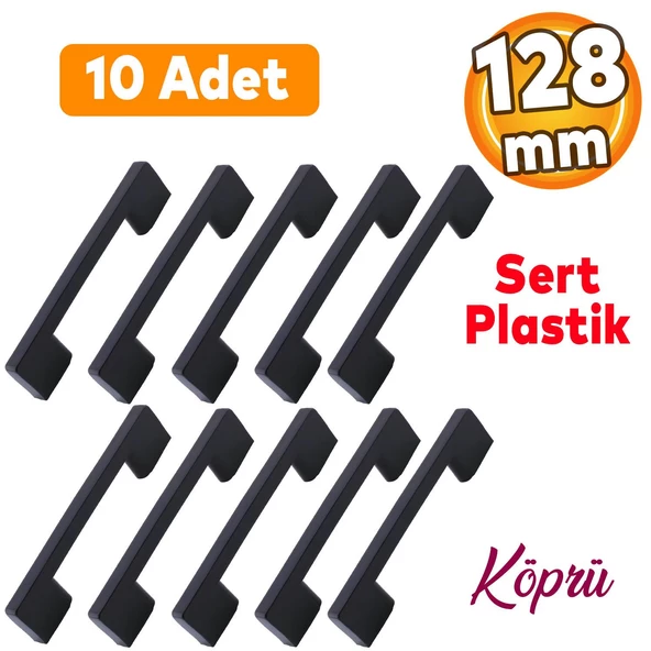 Köprü 128 Mm (SERT PLASTİK) Mobilya Mutfak Çekmece Dolabı Dolap Siyah Kulbu Kulpu Kulpları 10 Adet ürün görseli 1