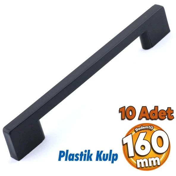 10 Adet Plastik Kulp Köprü Mobilya Mutfak Dolabı Çekmece Dolap Kulpları Kapak Kulpu Siyah 160 mm ürün görseli 1