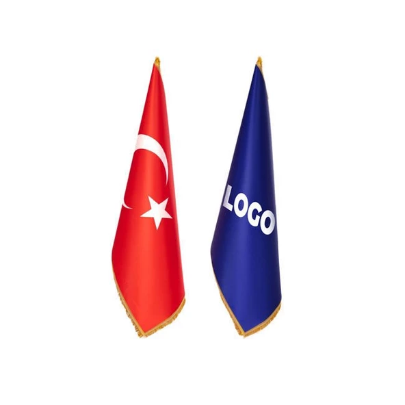 Türk Makam Bayrağı ve Logolu Makam Bayrağı (Direksiz ve Simli) ürün görseli 1