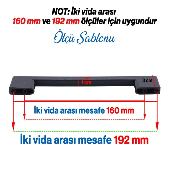 10 Adet Plastik Kulp Köprü Mobilya Mutfak Dolabı Çekmece Dolap Kulpları Kapak Kulpu Siyah 192 mm ürün görseli 1