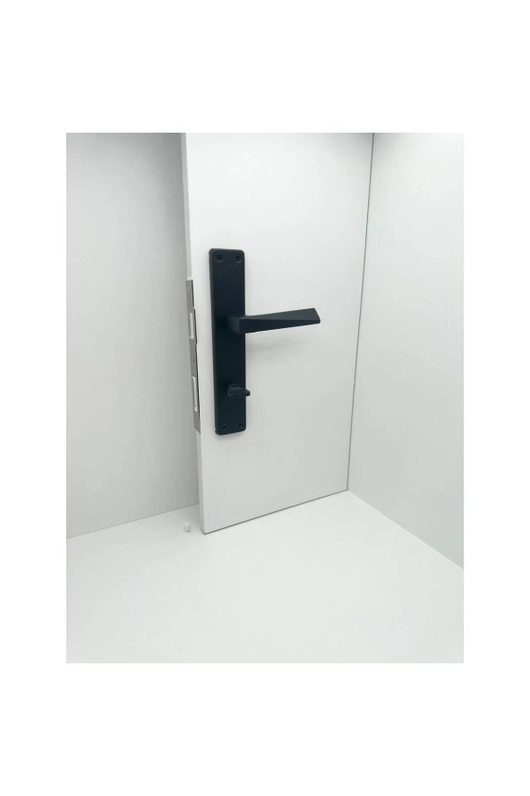 Piramit Siyah Lüx Kare Aynalı Wc Banyo Kapı Kolu Sol Basar 1 Takım ürün görseli 1