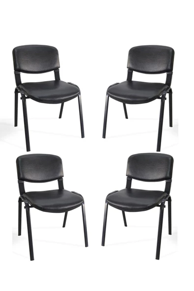 Arj I Office Furniture & Desing Siyah Ofis Büro Bekleme Misafir Form Koltuğu Sandalyesi 4lü 008 ürün görseli 1