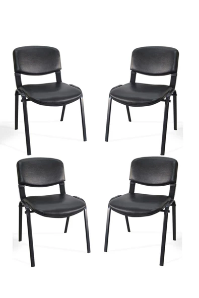 Arj I Office Furniture & Desing Siyah Ofis Büro Bekleme Misafir Form Koltuğu Sandalyesi 4lü 009 ürün görseli 1