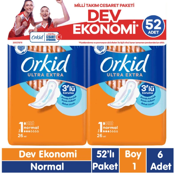 Orkid Ultra Extra Cesaret Paketi Normal Ped 52x6 312 Adet ürün görseli 1