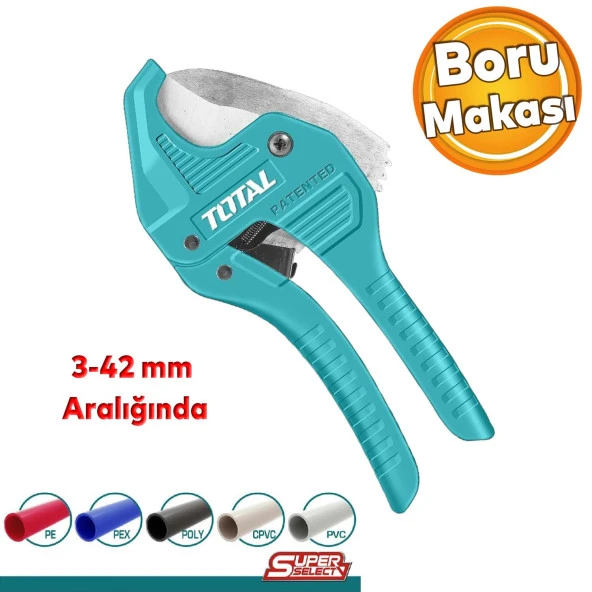 Total PPRC Profesyonel Plastik Tesisat Borusu Boru Kesme Makası 3-42 mm Çelik THT534216 ürün görseli 1