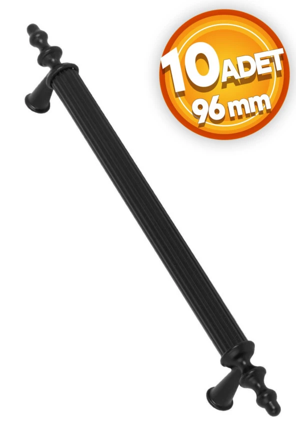 Lüx Ovacık Çekmece Dolap Kapak Kulpu Kulbu 96 mm Mat Siyah Metal Kulp 10 Adet ürün görseli 1