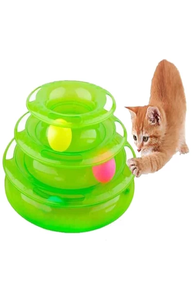 Tower Of Tracks Toplu Yuvarlak Kedi Oyuncağı Kedi Eğlencesi Yeşil ürün görseli 1