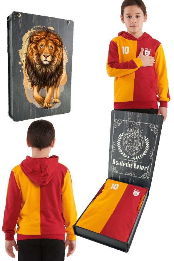 Galatasaray Orijinal Metin Oktay Kapüşonlu Çocuk Sweat Hediyelik Ahşap Kutulu ürün görseli 1