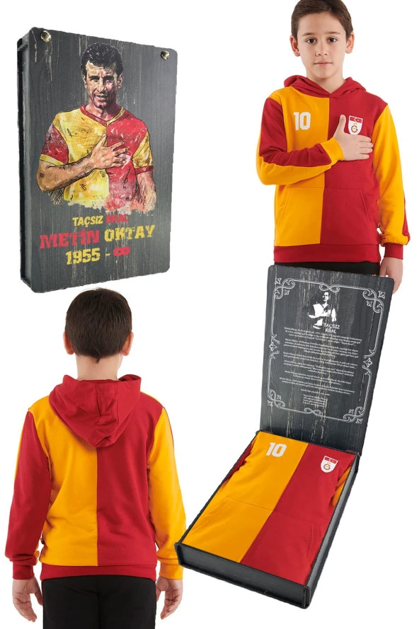Galatasaray Orijinal Metin Oktay Kapüşonlu Çocuk Sweat Hediyelik Ahşap Kutulu ürün görseli 1