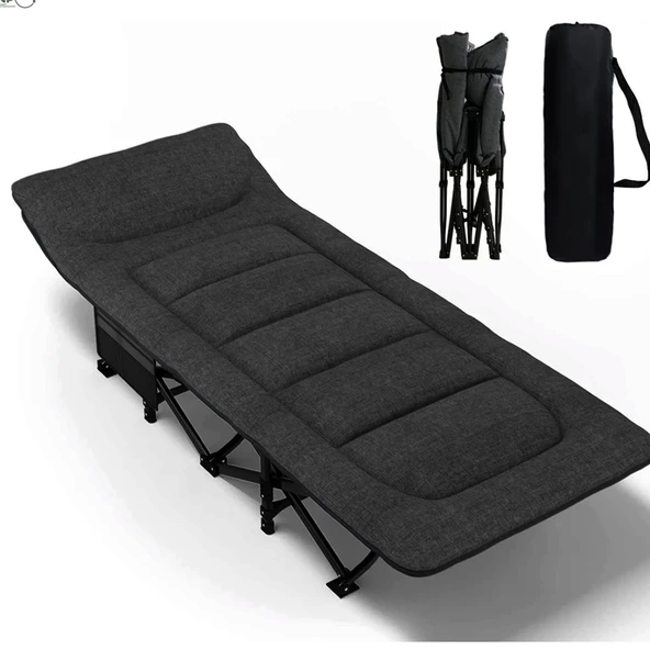 EFSANE KAMP - Konfor Ultralight Kampet Portatif Kamp Yatağı Siyah -  190x68x35cm ürün görseli 1