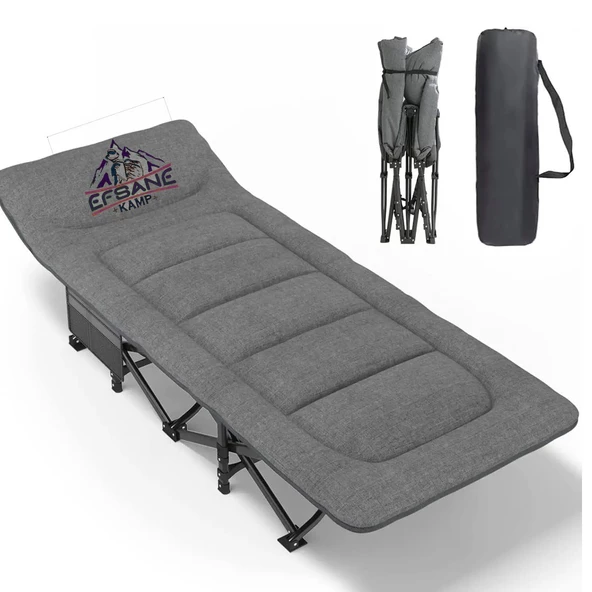 EFSANE KAMP - Konfor Ultralight Kampet Portatif Kamp Yatağı Gri -  190x68x35cm ürün görseli 1