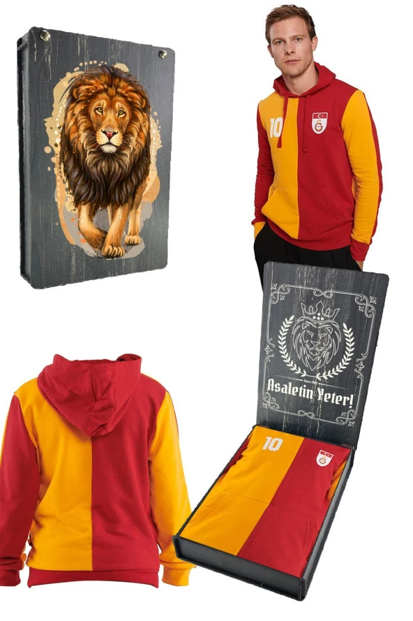 Galatasaray Orijinal Metin Oktay Kapüşonlu Sweat Hediyelik Ahşap Kutulu ürün görseli 1