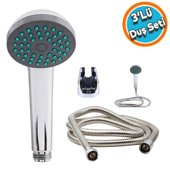 Duş Seti Spiral Fişkiye Banyo Duş Başlığı Set Fiskiyesi Telefonu Yuvarlak Klasik Başlık FiskiyeMetal Hortum ürün görseli 1
