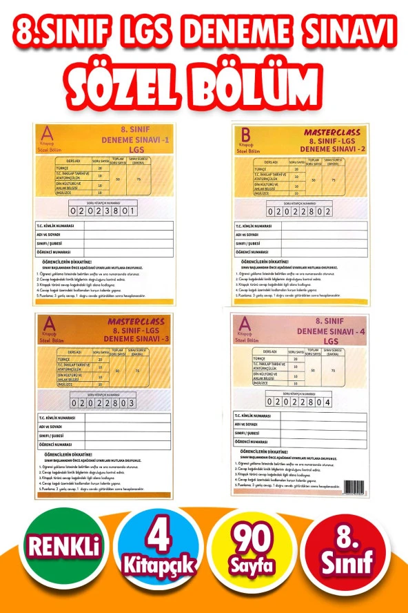 8.Sınıf LGS Deneme Sınavı - Sözel Bölüm - 4 Kitapcık ürün görseli 1