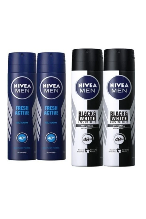 Nivea Fresh Active Erkek Sprey Deodorant 150 ml X 2 Adet-ınvisible Black&white Original Power Erkek Deo. ürün görseli 1