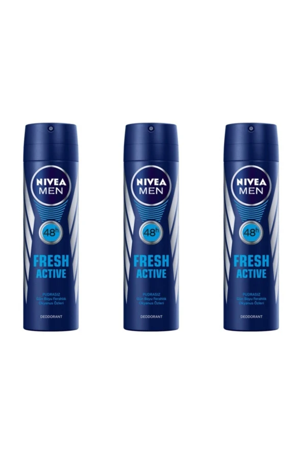 Nivea Men Fresh Active 150 ml Deodorant 3'lü Paket ürün görseli 1