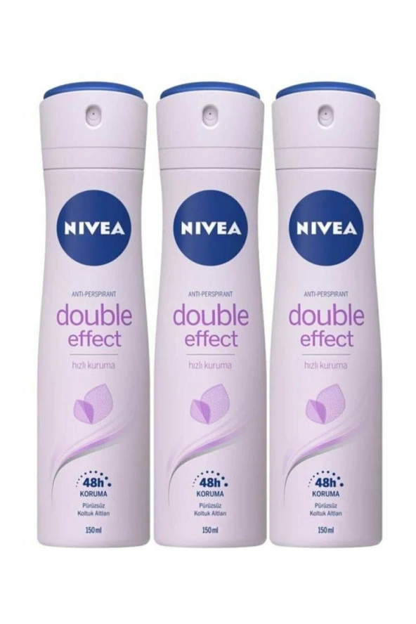 Nivea Woman Double Effect Hızlı Kuruma 48h Koruma Pürüzsüz Koltuk Altları Kadın Deodorant X 3 Adet ürün görseli 1