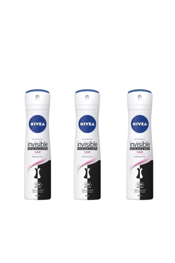 Nivea Invisible Black And White Clear Kadın Deodorant 150 Ml (3 Adet) ürün görseli 1