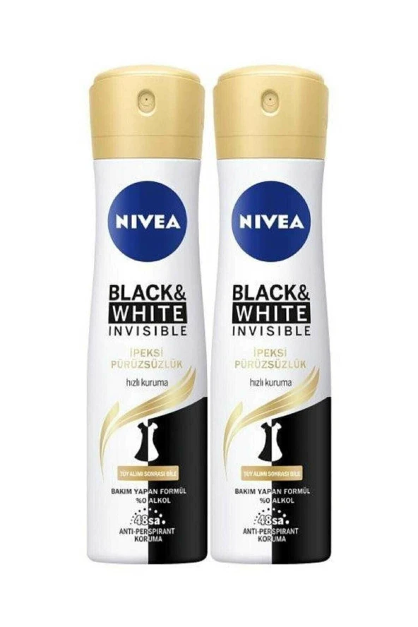 Nivea Deodorant 150 ml Kadın Invisible Black&white Ipeksi x2 Avantajlı Paket ürün görseli 1