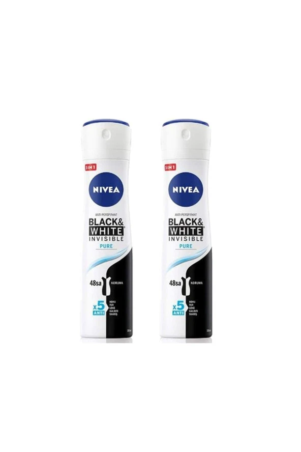 Nivea 2 Adet Invisible Black & White Pure Kadın Deodorant Sprey 150 Ml ürün görseli 1