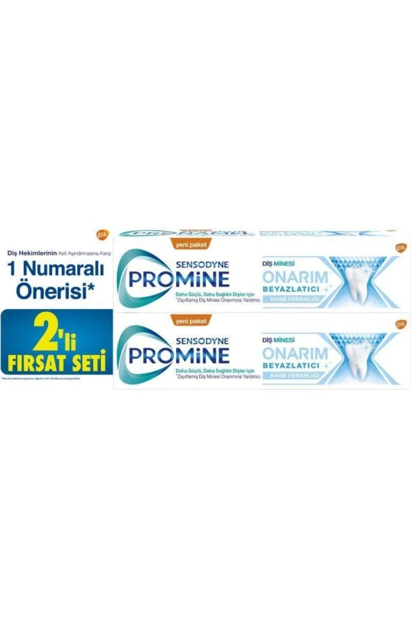 Sensodyne Promine Onarım Beyazlatıcı Nane Ferahlığı Diş Macunu 75 Ml 2'li Set ürün görseli 1