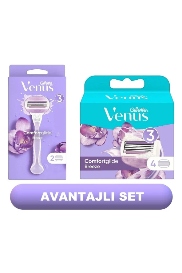 Gillette Venus Comfortglide Breeze Tıraş Makinesi + 6 Yedek Tıraş Bıçağı ürün görseli 1
