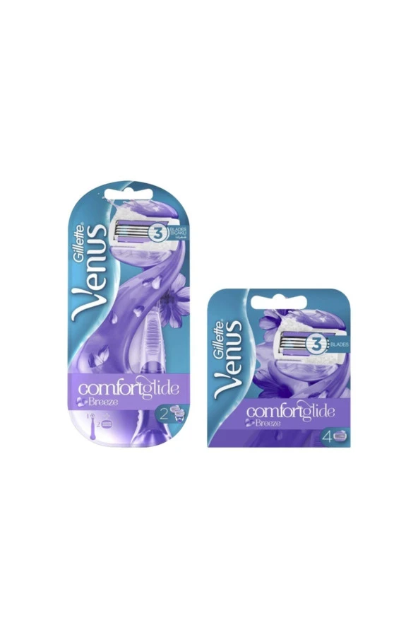 Gillette Venus Venüs Breeze Kadın Tıraş Makinesi + 2 Yedek Başlık + 4'lü Yedek Kadın Tıraş Bıçağı ürün görseli 1