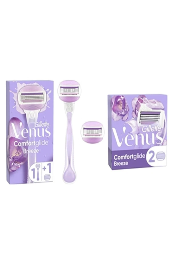 Gillette Venus Comfort Glide Breeze Tıraş Makinesi 2 Yedek Başlık + Breeze 2li Yedek Başlık ürün görseli 1