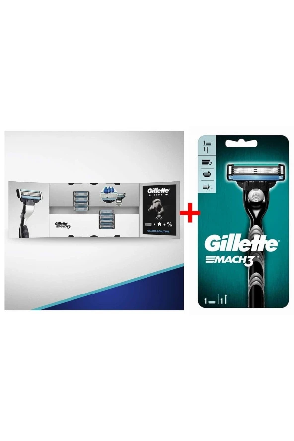 Gillette Mach3 Yedek Tıraş Bıçağı 8'li (karton Paket) + Mach3 Tıraş Makinesi 1 Yedekli ürün görseli 1