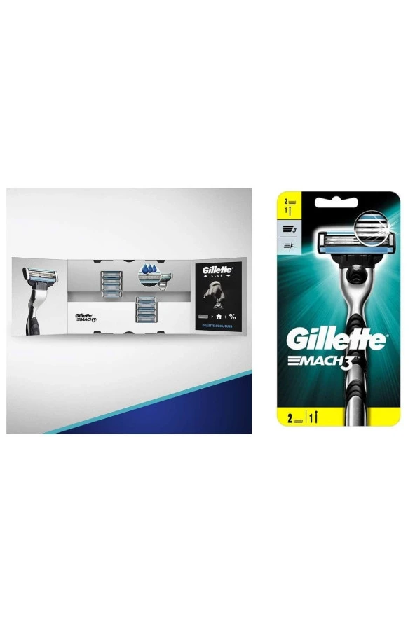 Gillette Mach3 8'li Yedek Tıraş Bıçağı + Mach3 Tıraş Makinesi 2 Yedekli ürün görseli 1