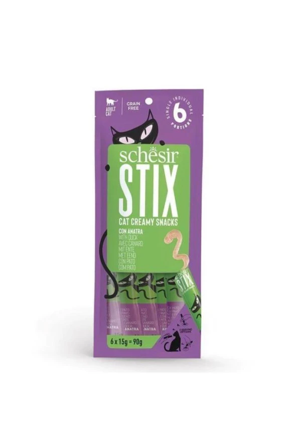 Schesir Cat Stix Ördekli Krema Kedi Ödülü 6x15gr ürün görseli 1