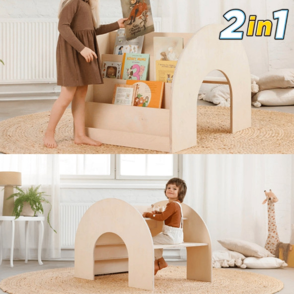 Reyo Micki 2in1 Montessori Kitaplıklı Çalışma Masası 110cm ürün görseli 1