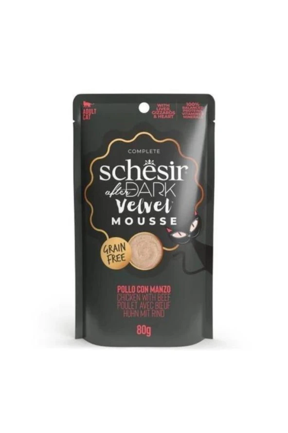 Schesir After Dark Pauch Tavuklu ve Sığır Etli Yetişkin Kedi Yaş Maması 80gr ürün görseli 1
