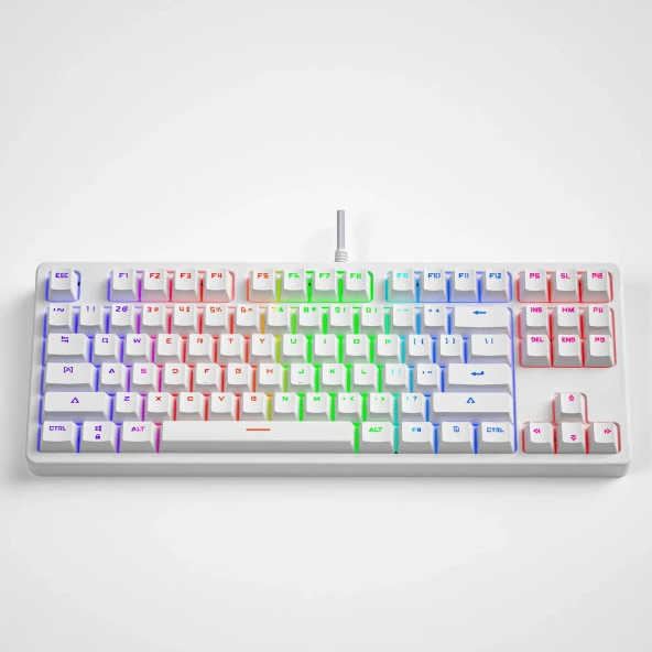 Valkyrie Leaven K870 Blue Switch Mekanik Gaming Oyun Klavyesi RGB 61 Key Mavi Tuş Type-C Klavye BEYAZ ürün görseli 1