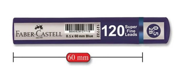 Faber-Castell Grip Min Kalem Ucu 0.5 2B 60Mm Mavi Tüp ürün görseli 1