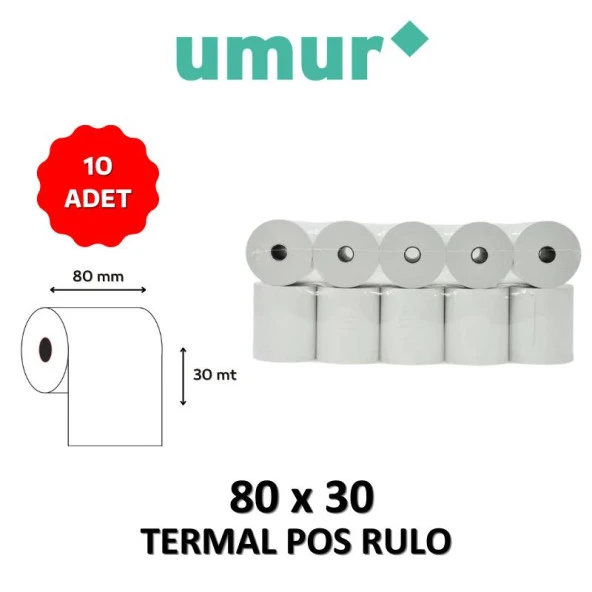 Umur Termal Pos Rulo 80mm x 30mt - 10 Adet ürün görseli 1