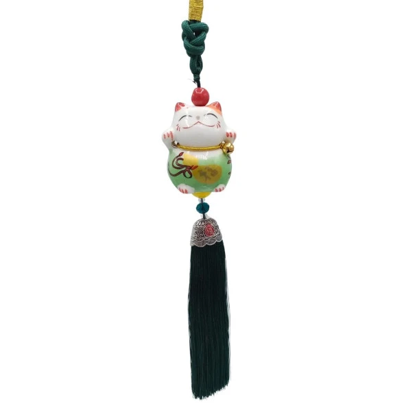 Feng Shui Maneki Neko Şans Kedisi Yeşil No.1 ürün görseli 1