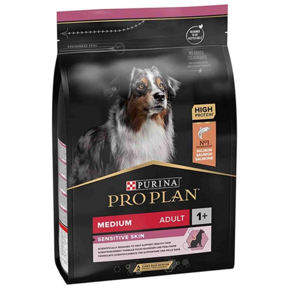 Proplan medium adult 3kg somon köpek sensitive skin somonlu yetişkin köpek maması ürün görseli 1