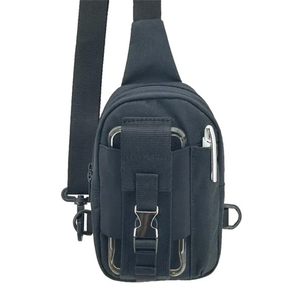 Taktikal 610D Cordura Göğüs ve Sırt Çantası Siyah ürün görseli 1