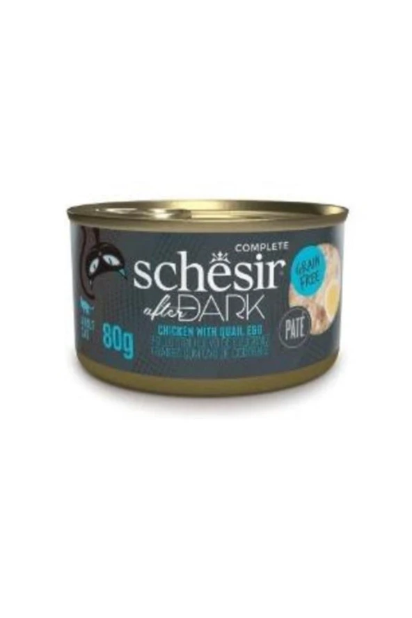 Schesir After Dark Pate Tavuklu ve Bıldırcın Yumurtalı Yetişkin Kedi Konservesi 80gr ürün görseli 1