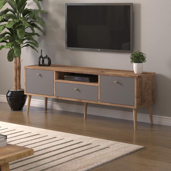 Beyza Ahşap Ayaklı 140 Cm Atlantik -Atrasit Tv Sehbası ürün görseli 1