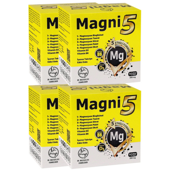 Magnezyum 5 Etkili Form 12 Aylık 360 Kapsül B6 D3 Vit Magni5 Bisglisinat Taurat Sitrat Malat Oksit 4'lü ürün görseli 1