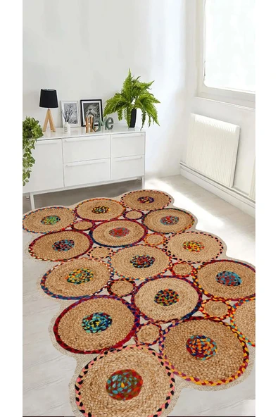 Hasır Desen Salon Halısı, Lazer Kesim Halı, Koridor Halısı, Kaymaz Halı, Balkon Halısı, Yıkanabilir, ürün görseli 1