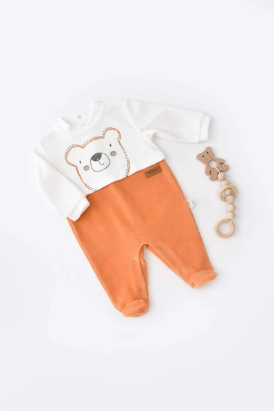 Bebek Teddy Kadife Ayaklı Tulum, %80 Organik Pamuk, Bebek ve Yenidoğan Serisi - CSYK6012 ürün görseli 1