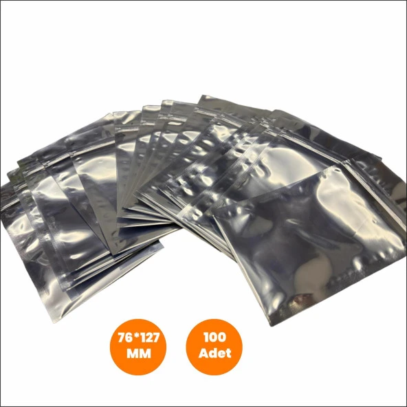 Npo ESD7612 76*127mm 10¹¹ohm 0,076mm Kalınlık Antistatik ESD Kilitli Poşet 100'lü Paket ürün görseli 1