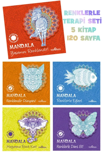 Mandala Büyükler Için Boyama Seti 5 Kitap Takım ürün görseli 1