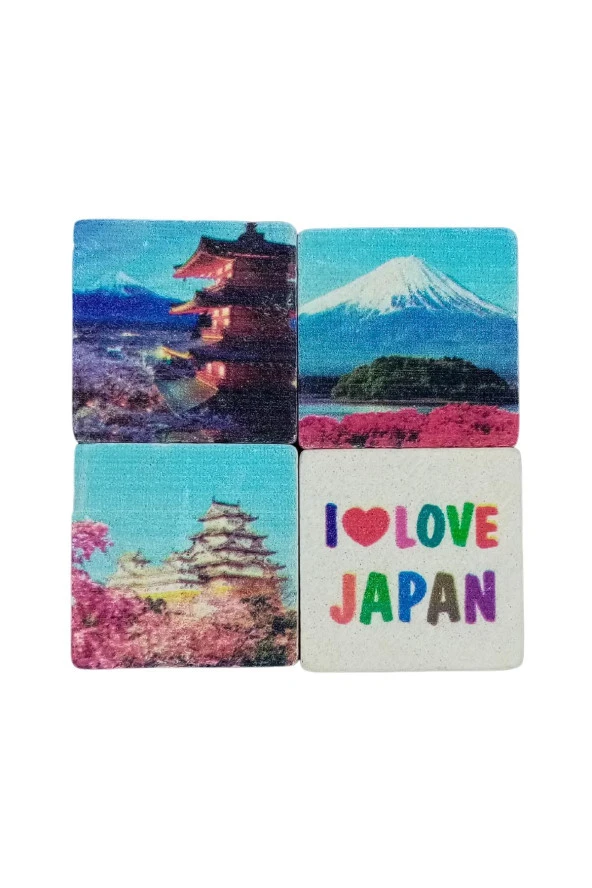 Japonya Temalı Dörtlü Taş Magnet - Resim 3