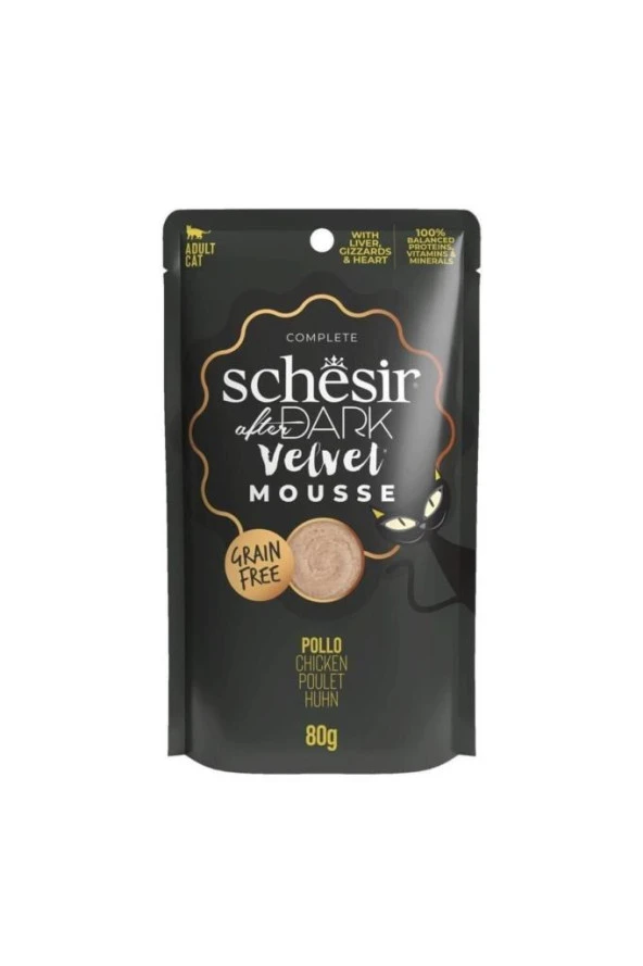 Schesir After Dark Pauch Velvet Mousse Tavuklu Yetişkin Kedi Yaş Maması 80gr ürün görseli 1