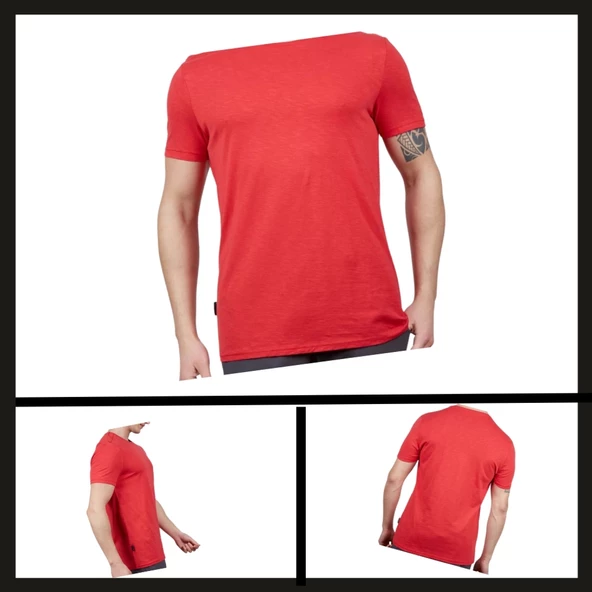 Uyguna-Yakala Kırmızı (600400) Alpinist Basic Erkek Pamuklu T-shirt-TSH.445 ürün görseli 1