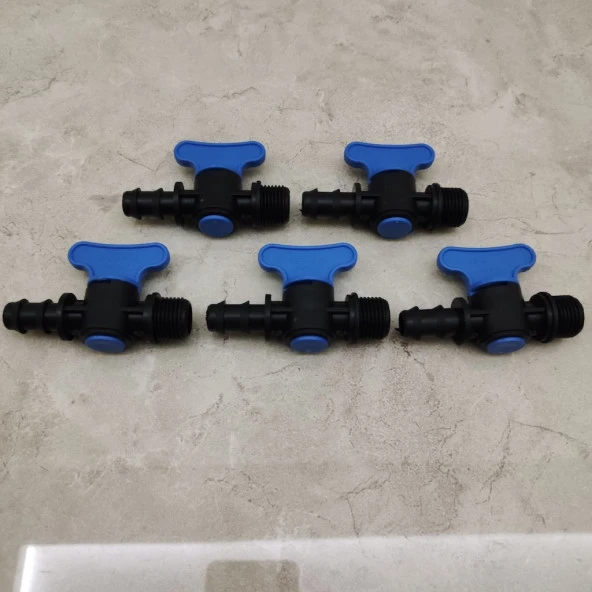 Damlama Sulama Plastik Vana 16 Mm 1/2" 5 Adet ürün görseli 1